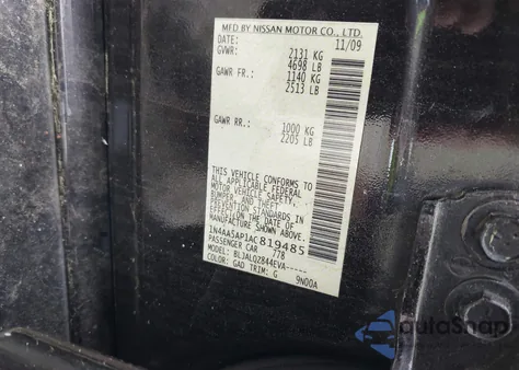 2010 Nissan Maxima 3.5 S z USA, uszkodzony, nr VIN 1N4AA5AP1AC819485